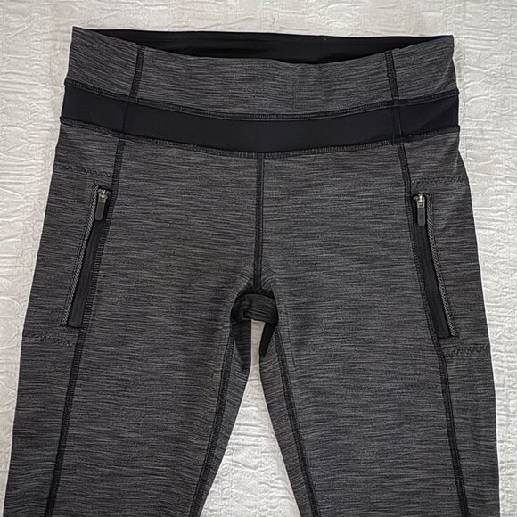 Lululemon Inspire Tight II 25" Heathered Black Luxtreme Mesh Running Leggings 6 - Picture 3 of 12